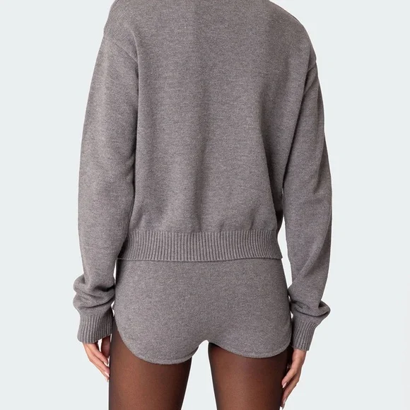 Edikted Gray Knit Micro Shorts - Picture 4 of 4